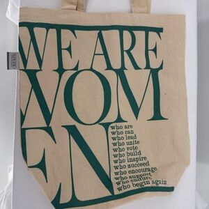 Tote Bag "We Are Women" Reusable Shopping Bag Women's Right's Canvas Tan Teal‎